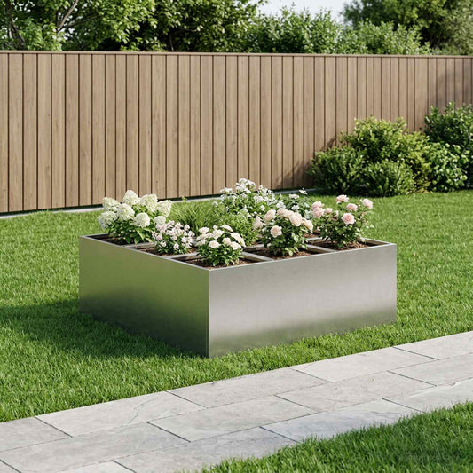 vidaXL Γλάστρα Κήπου Ασημί 100 x 100 x 50 cm Ανοξείδωτο Ατσάλι