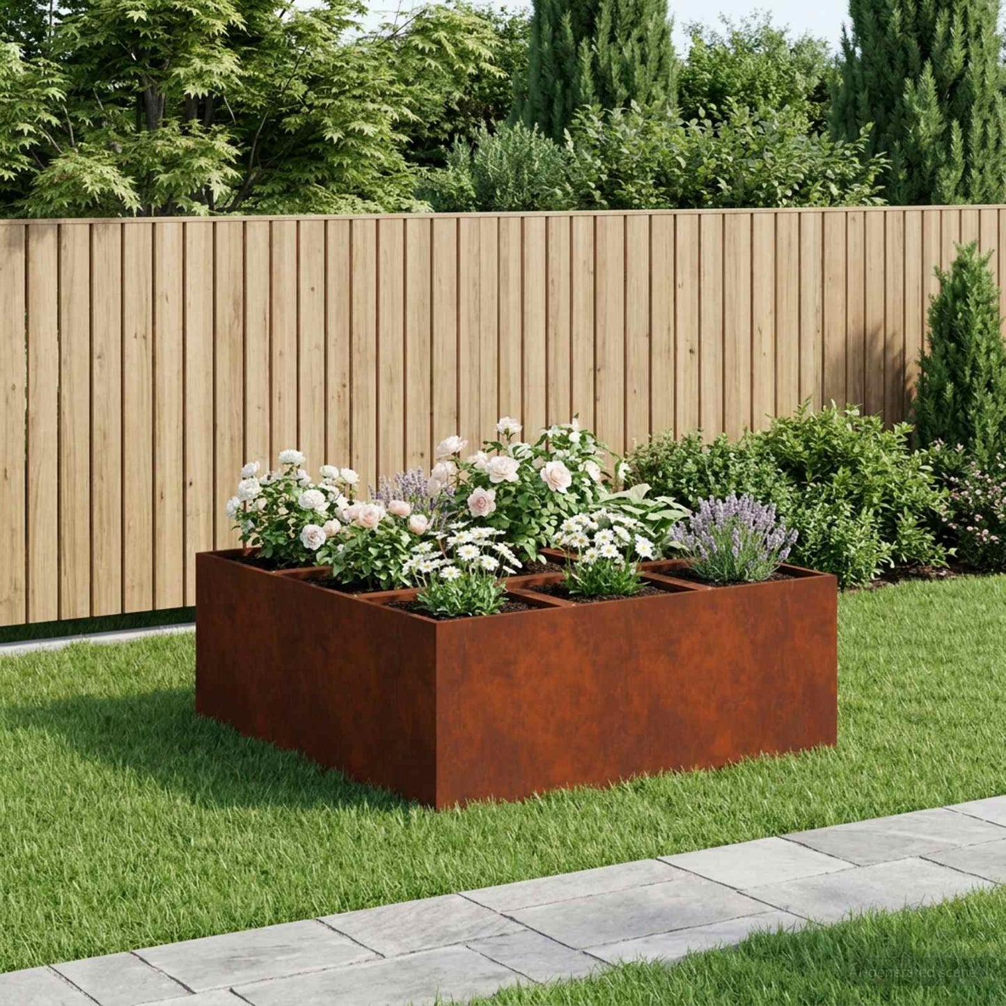 vidaXL Γλάστρα Κήπου Σκ rusty 100 x 100 x 50 cm