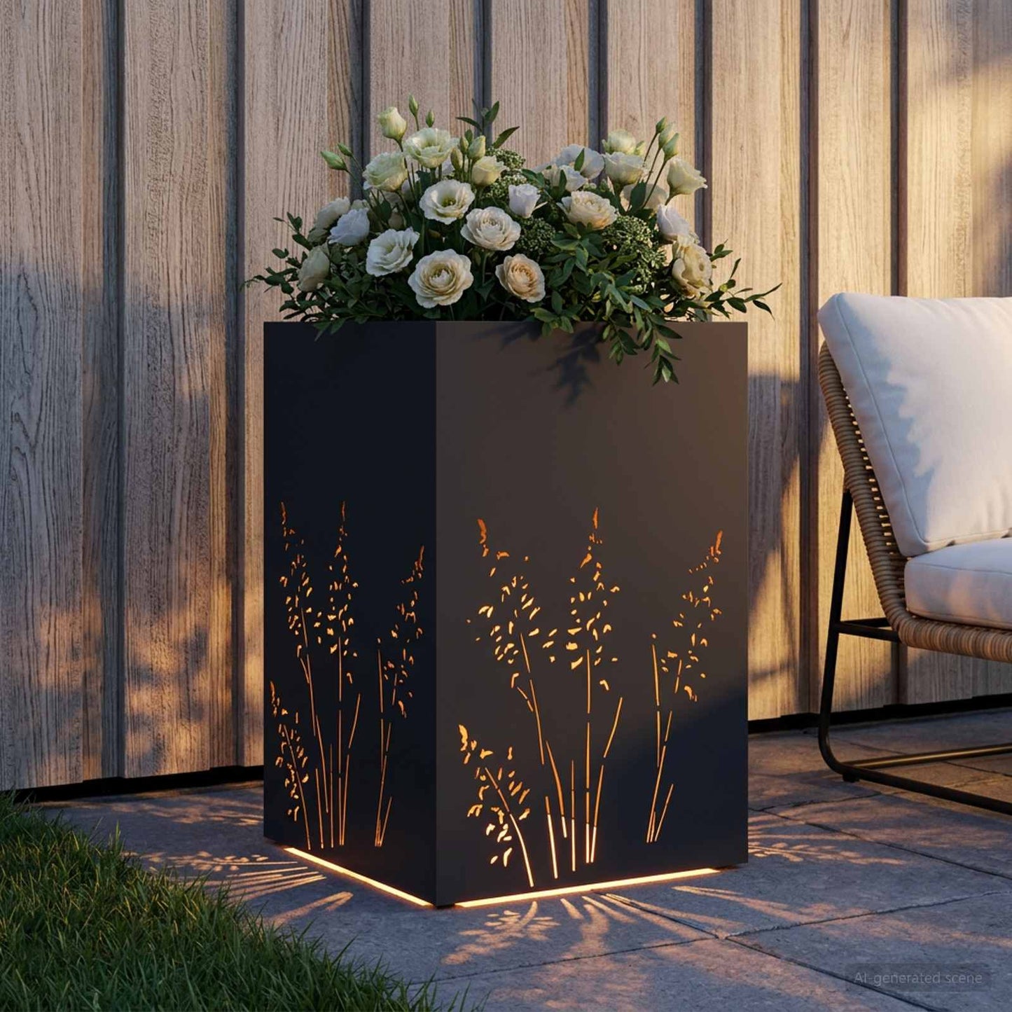 vidaXL Γλάστρα Κήπου Μαύρο 50 x 50 x 75 cm Ψυχρής έλασης χάλυβας