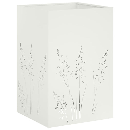 vidaXL Γλάστρα Κήπου Λευκό 50 x 50 x 75 cm Ψυχρής έλασης χάλυβας