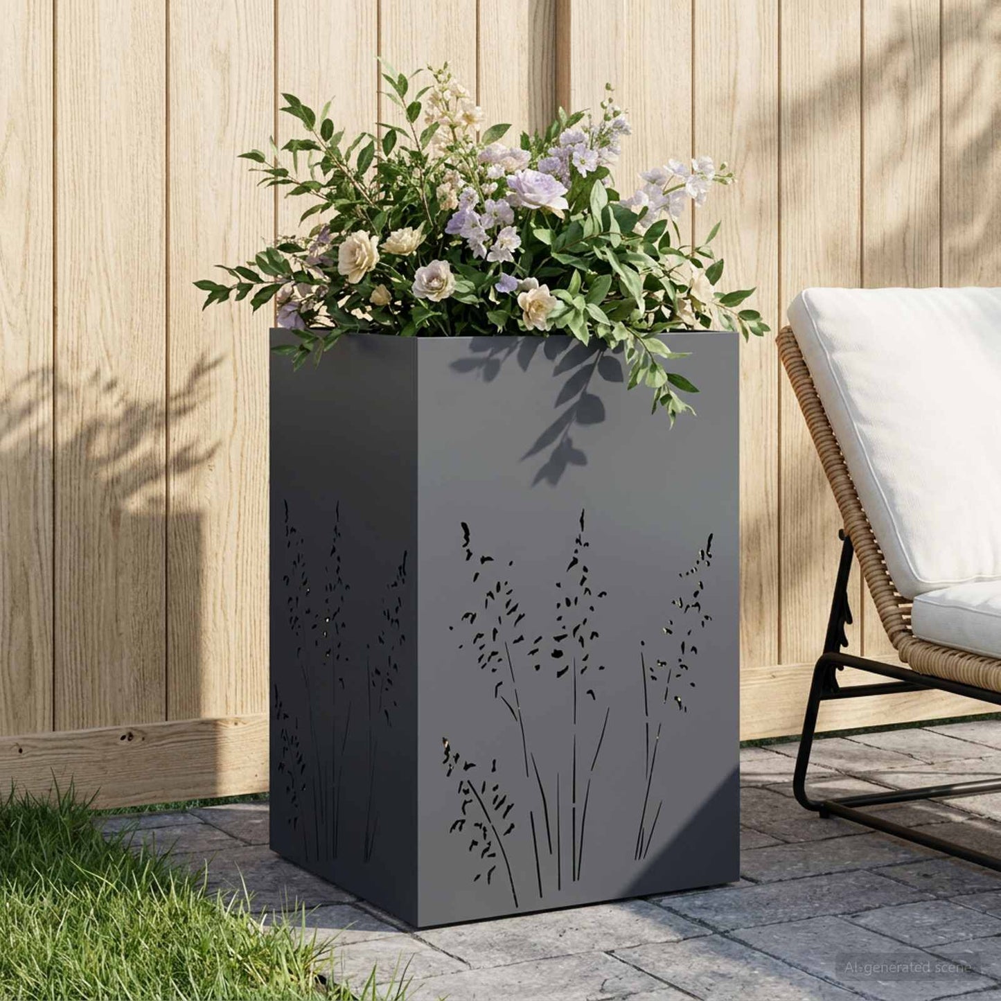 vidaXL Γλάστρα Κήπου Ανθρακί 50 x 50 x 75 cm Ψυχρής έλασης χάλυβας