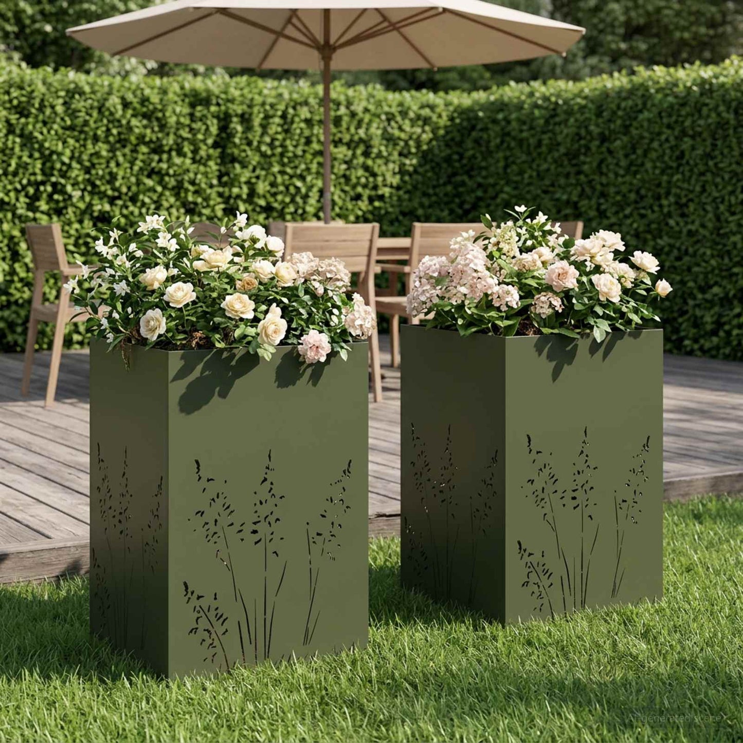 vidaXL Γλάστρα Κήπου 2 τμχ. Λαδί 50 x 50 x 75 cm Ψυχρής έλασης χάλυβας