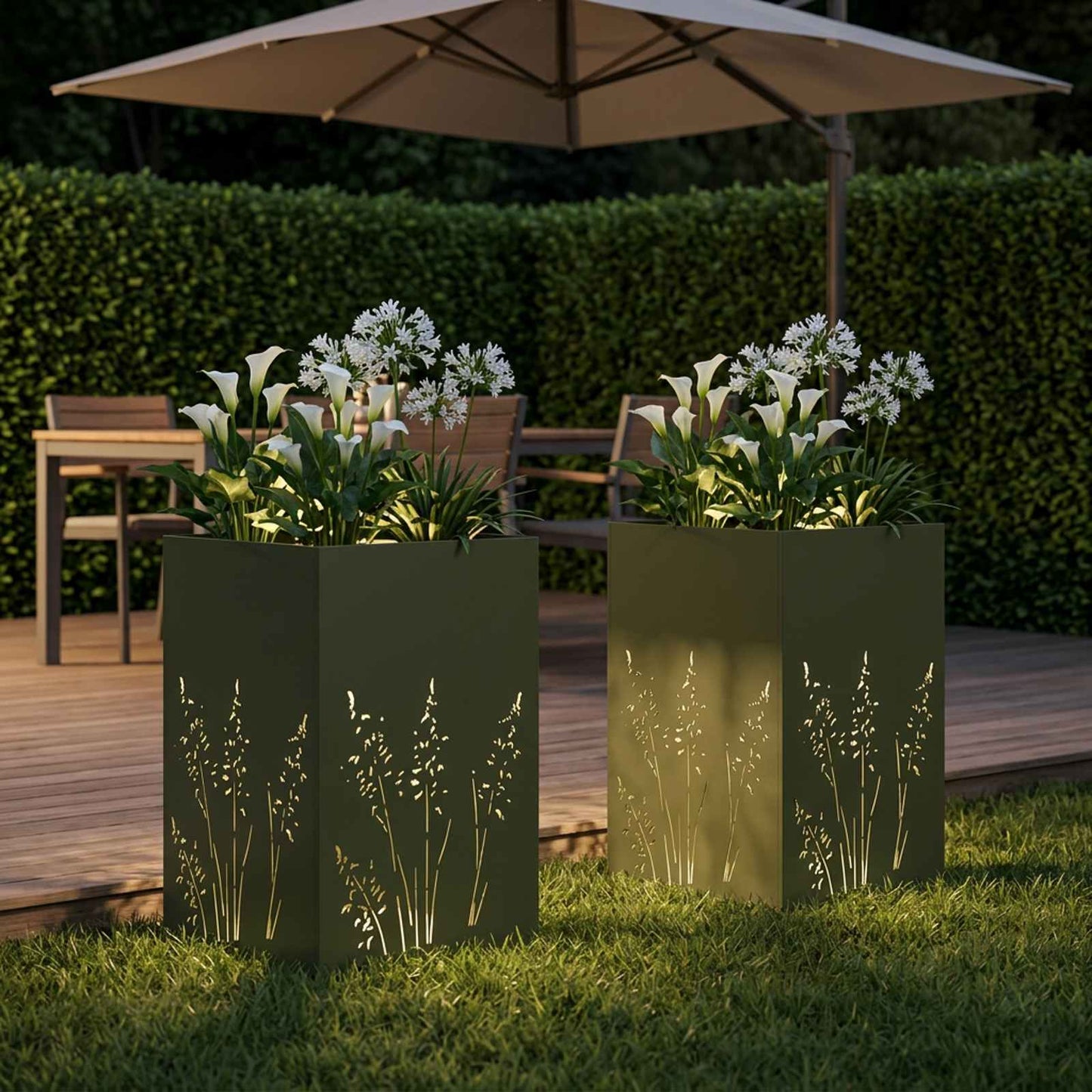 vidaXL Γλάστρα Κήπου 2 τμχ. Λαδί 50 x 50 x 75 cm Ψυχρής έλασης χάλυβας