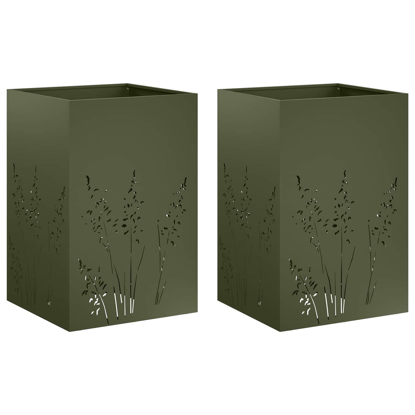 vidaXL Γλάστρα Κήπου 2 τμχ. Λαδί 50 x 50 x 75 cm Ψυχρής έλασης χάλυβας