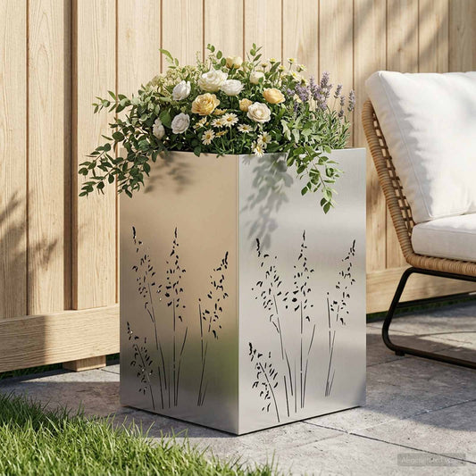 vidaXL Γλάστρα Κήπου Ασημί 50 x 50 x 75 cm Ανοξείδωτο Ατσάλι