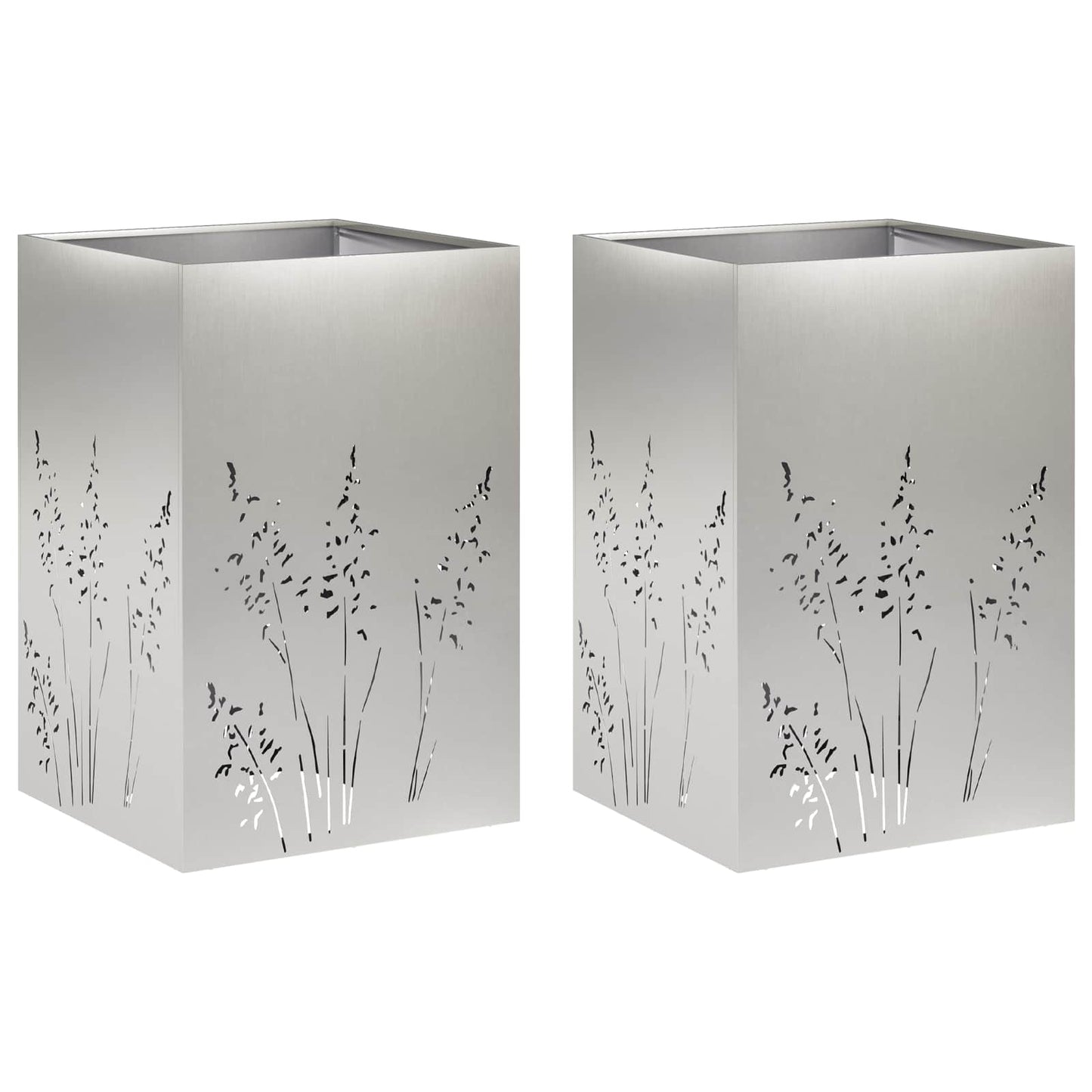 vidaXL Γλάστρα Κήπου 2 τμχ. Ασημί 50 x 50 x 75 cm Ανοξείδωτο Ατσάλι