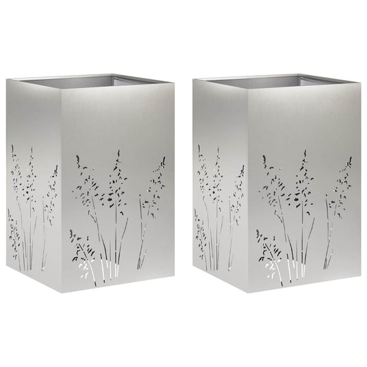 vidaXL Γλάστρα Κήπου 2 τμχ. Ασημί 50 x 50 x 75 cm Ανοξείδωτο Ατσάλι