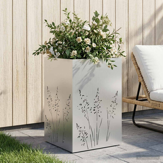 vidaXL Γλάστρα Κήπου Ασημί 50 x 50 x 75 cm Γαλβανισμένος Χάλυβας