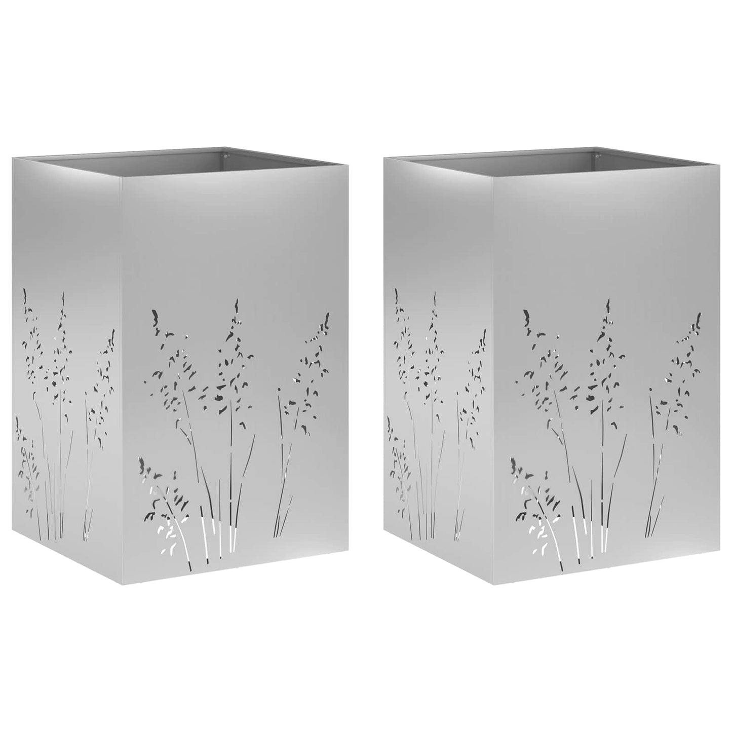 vidaXL Γλάστρα Κήπου 2 τμχ. Ασημί 50 x 50 x 75 cm
