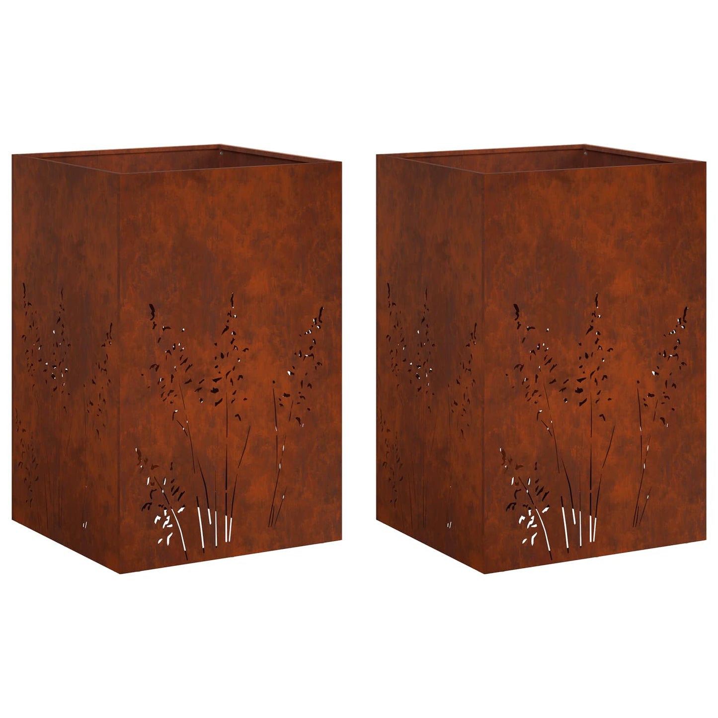 vidaXL Γλάστρα Κήπου 2 τμχ. Σκ rusty 50 x 50 x 75 cm