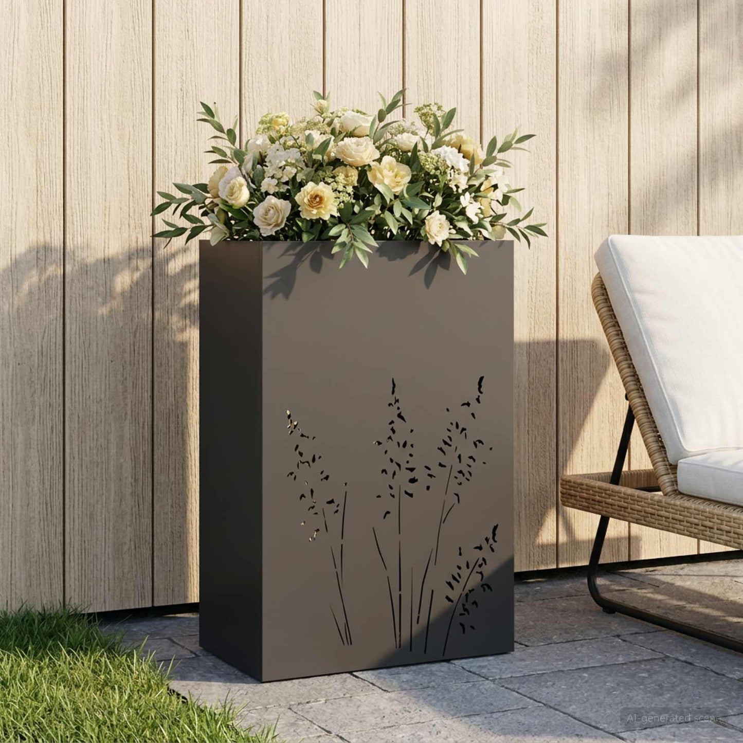 vidaXL Γλάστρα Κήπου Μαύρο 50 x 30 x 75 εκ Ψυχρής έλασης χάλυβας