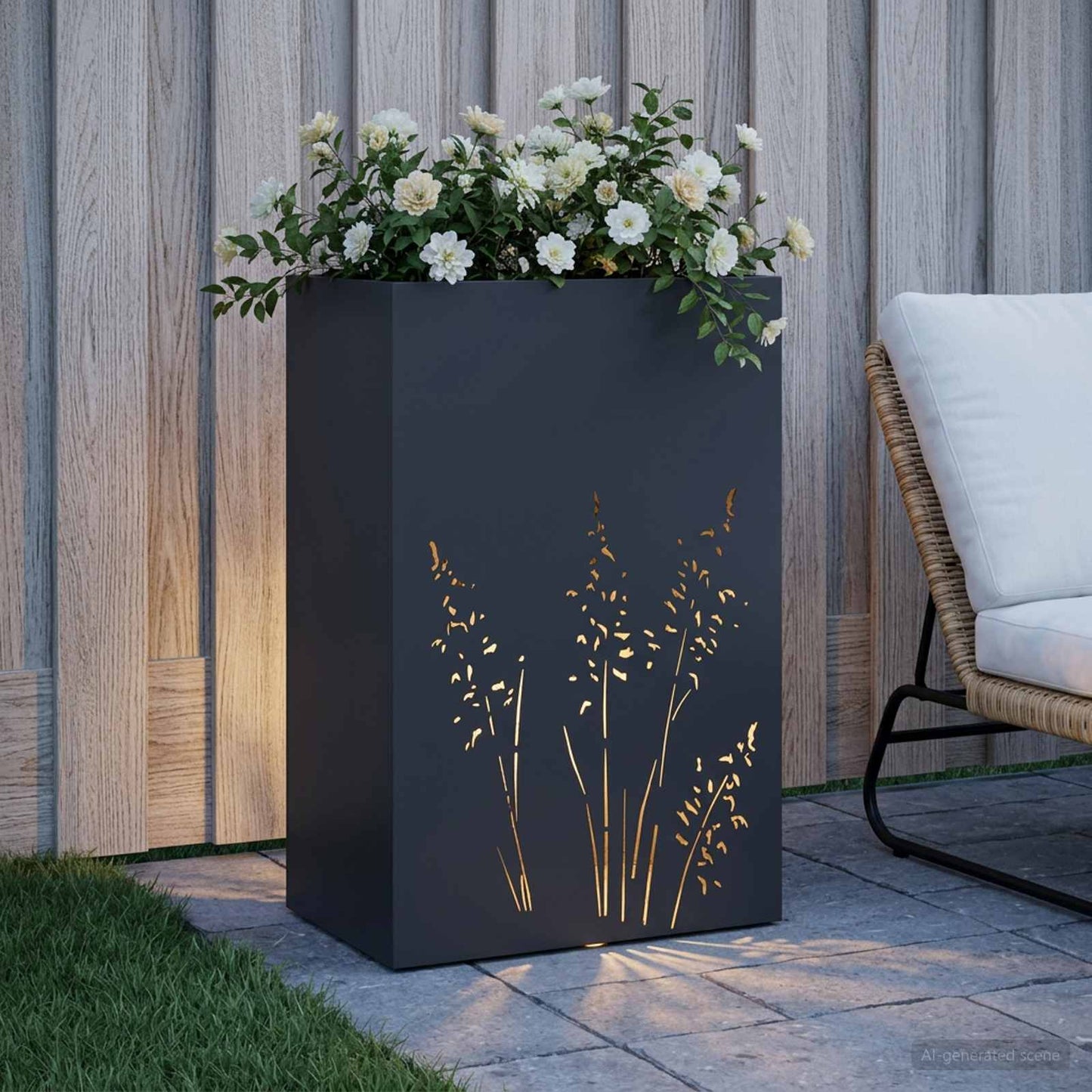 vidaXL Γλάστρα Κήπου Μαύρο 50 x 30 x 75 εκ Ψυχρής έλασης χάλυβας
