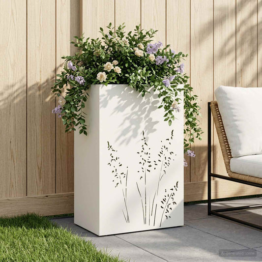vidaXL Γλάστρα Κήπου Λευκό 50 x 30 x 75 εκ Ψυχρής έλασης χάλυβας