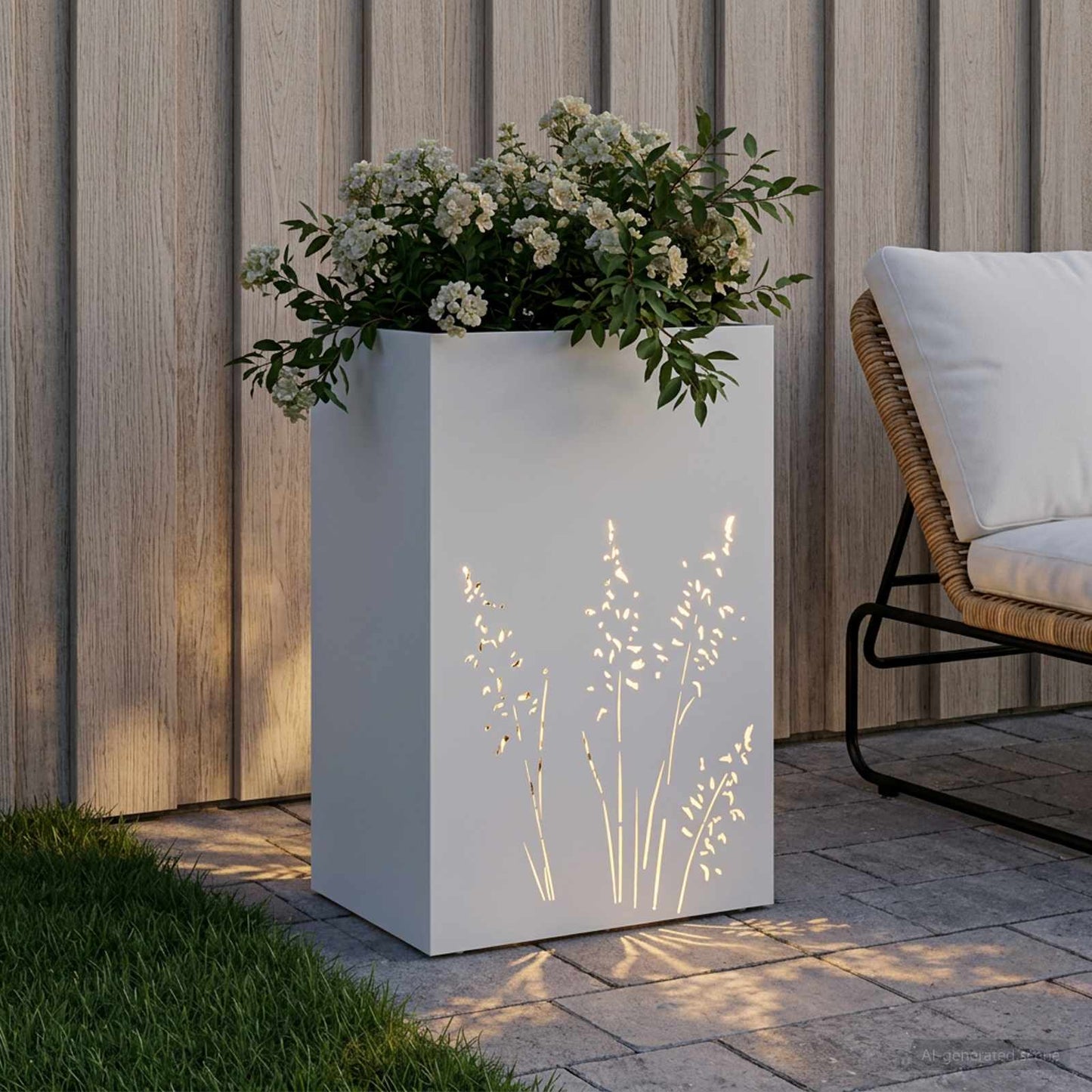 vidaXL Γλάστρα Κήπου Λευκό 50 x 30 x 75 εκ Ψυχρής έλασης χάλυβας