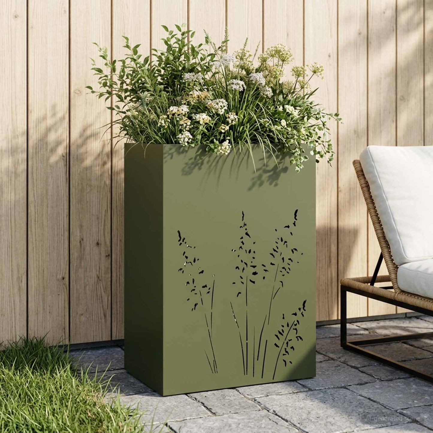 vidaXL Γλάστρα Κήπου Λαδί 50 x 30 x 75 εκ Ψυχρής έλασης χάλυβας