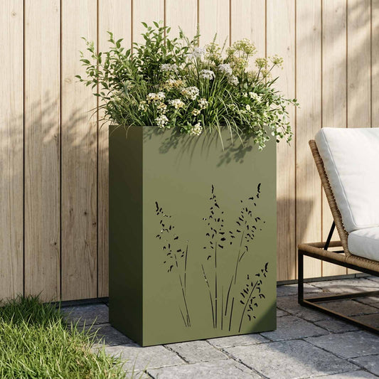 vidaXL Γλάστρα Κήπου Λαδί 50 x 30 x 75 εκ Ψυχρής έλασης χάλυβας