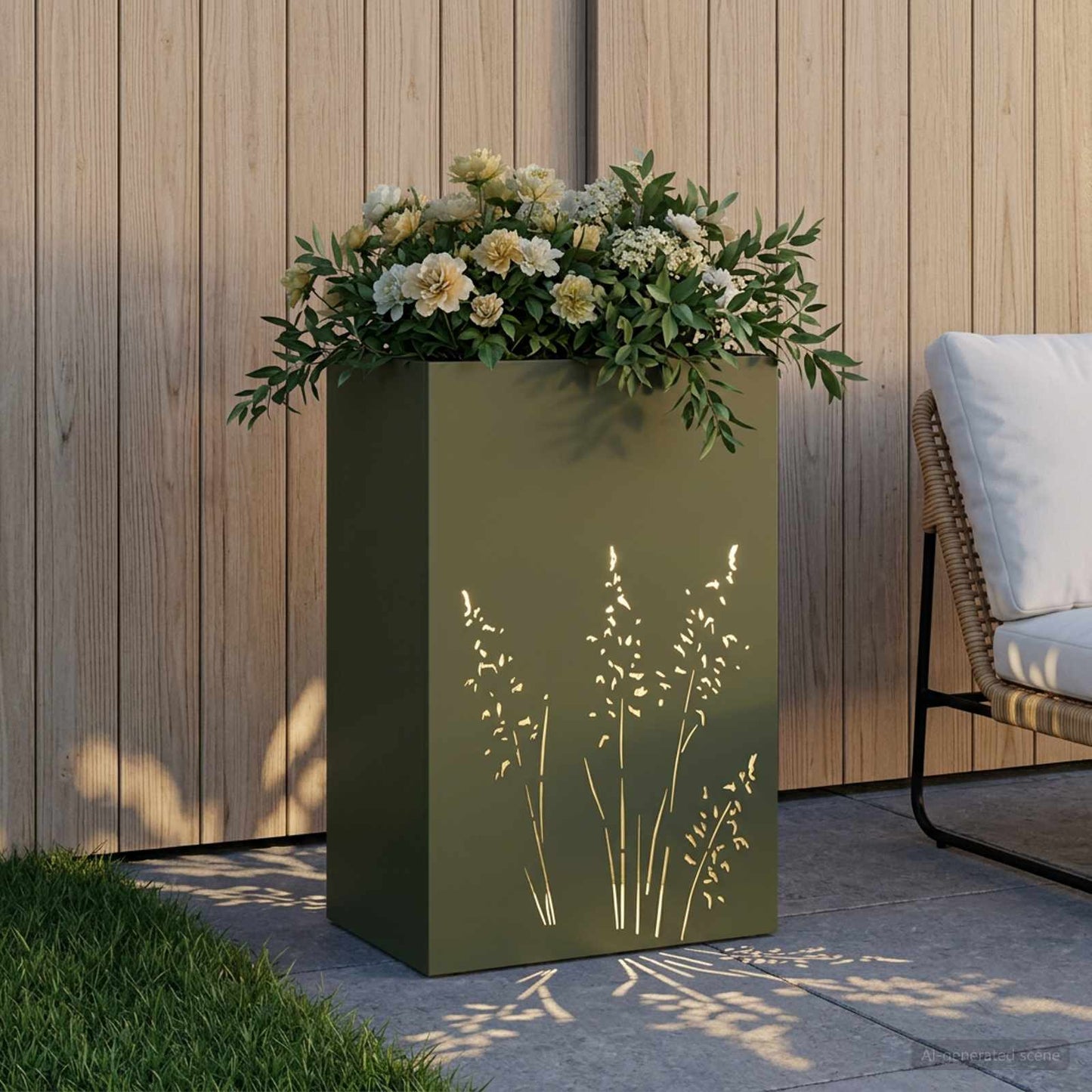 vidaXL Γλάστρα Κήπου Λαδί 50 x 30 x 75 εκ Ψυχρής έλασης χάλυβας