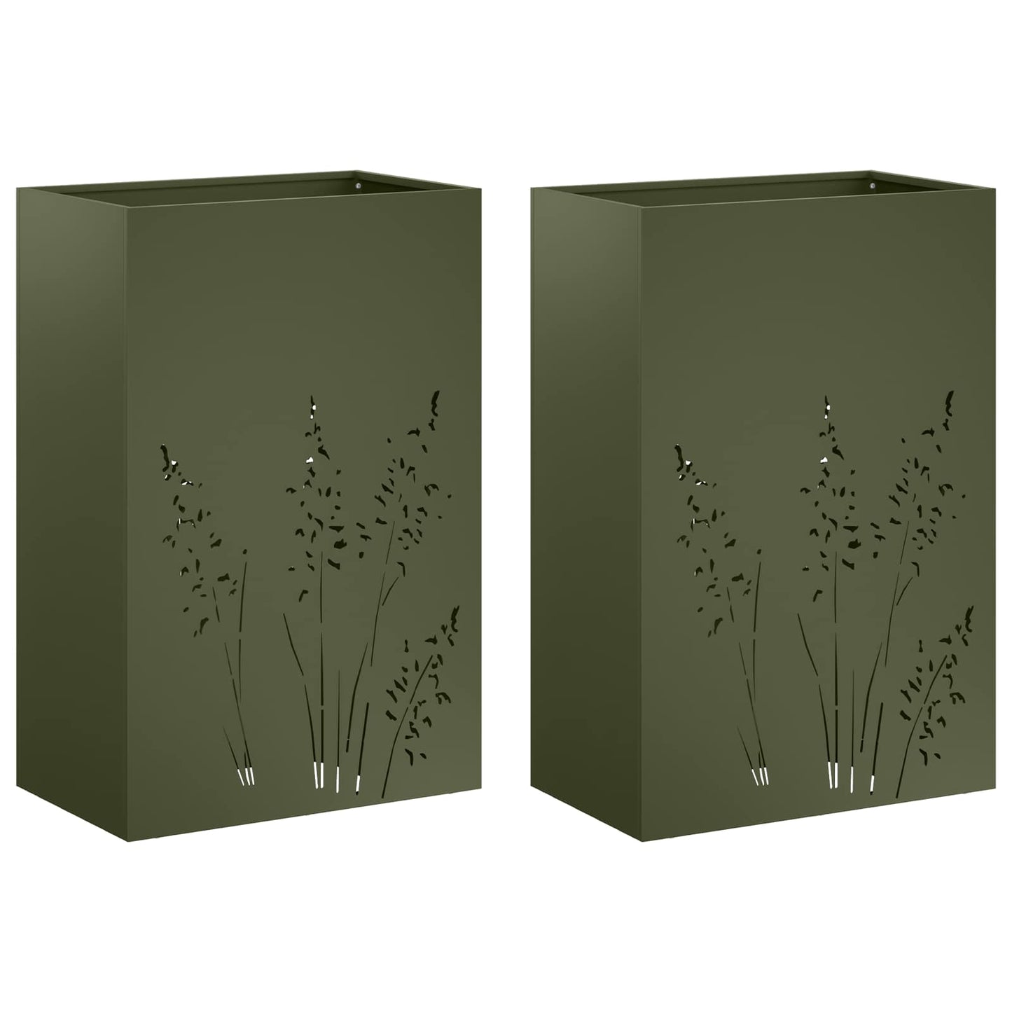 vidaXL Γλάστρα Κήπου 2 τμχ. Λαδί 50 x 30 x 75 εκ Ψυχρής έλασης χάλυβας