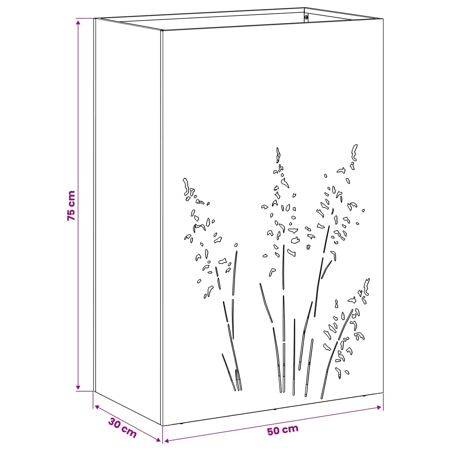 vidaXL Γλάστρα Κήπου Ασημί 50 x 30 x 75 εκ Ανοξείδωτο Ατσάλι