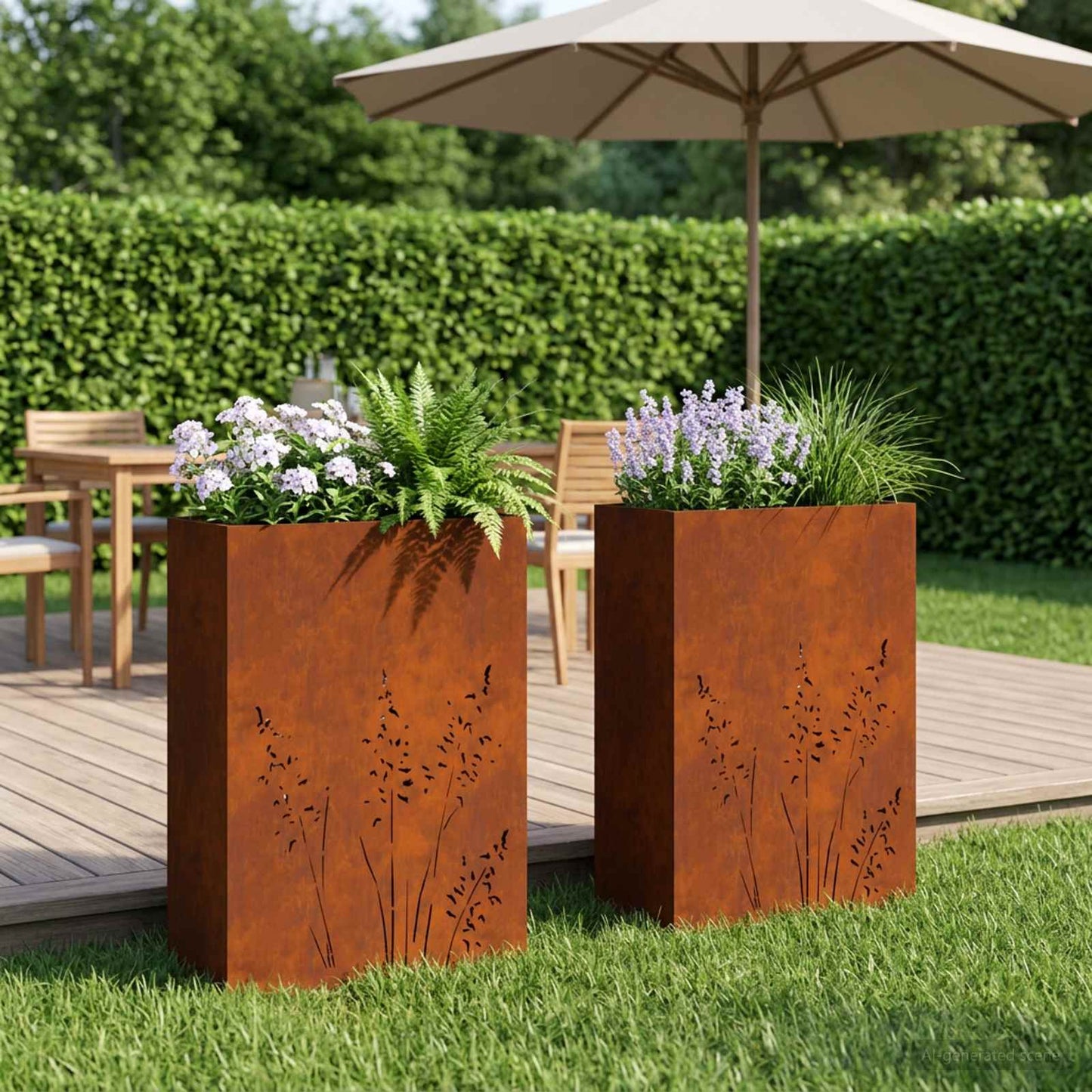vidaXL Γλάστρα Κήπου 2 τμχ. Σκ rusty 50 x 30 x 75 εκ