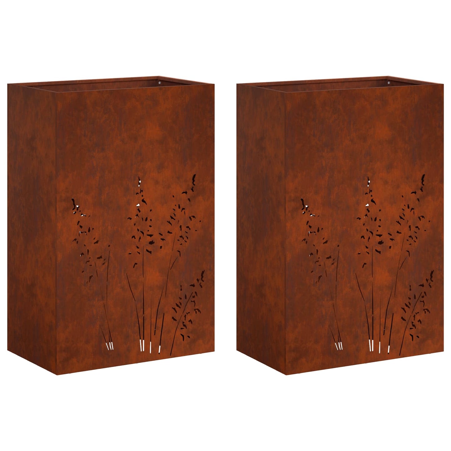 vidaXL Γλάστρα Κήπου 2 τμχ. Σκ rusty 50 x 30 x 75 εκ