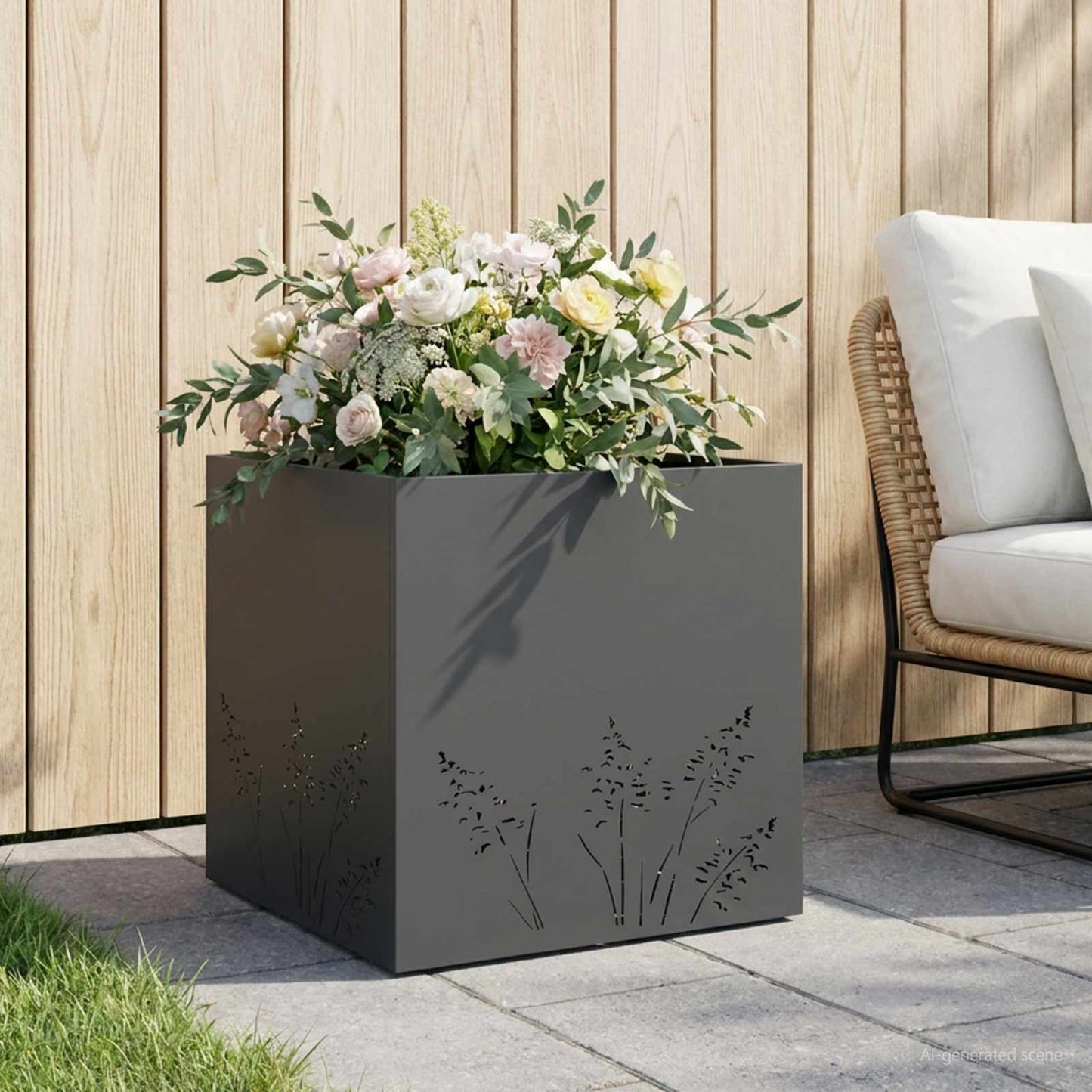 vidaXL Γλάστρα Κήπου Ανθρακί 50 x 50 x 49 cm Ψυχρής έλασης χάλυβας