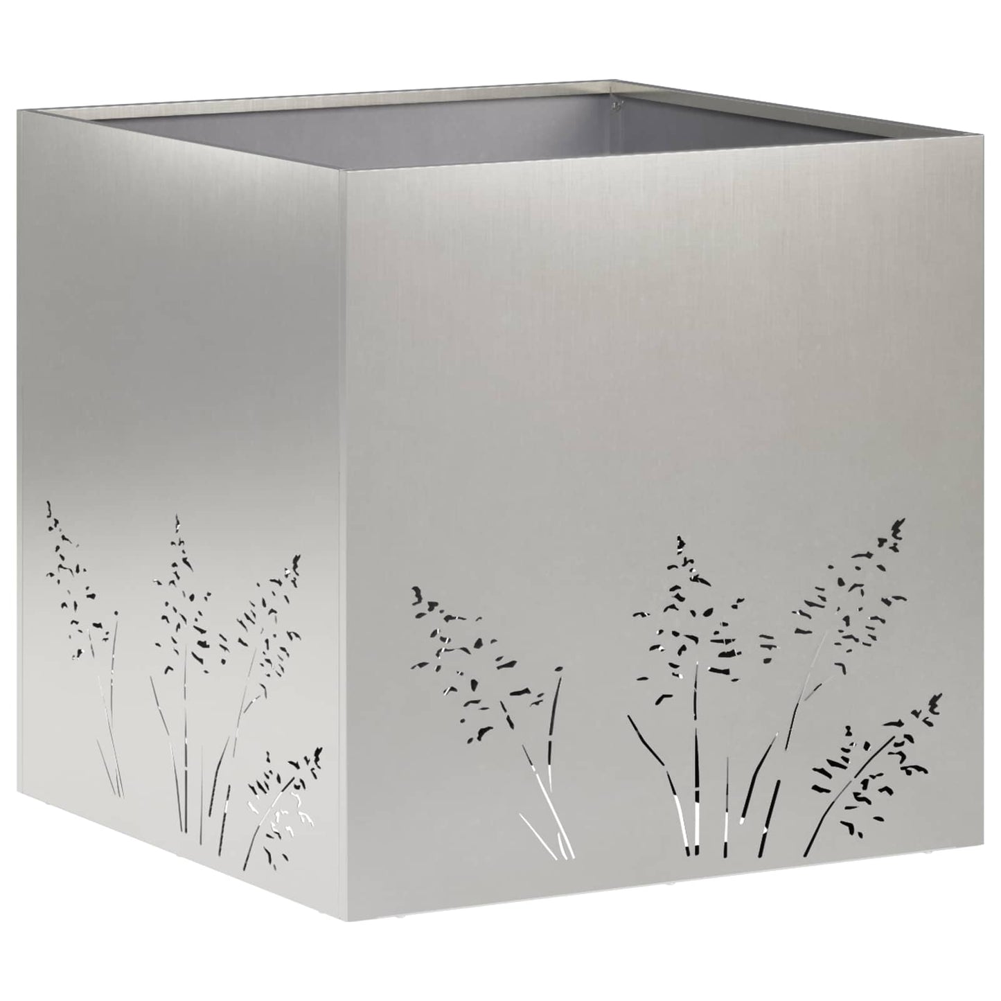 vidaXL Γλάστρα Κήπου Ασημί 50 x 50 x 49 cm Ανοξείδωτο Ατσάλι