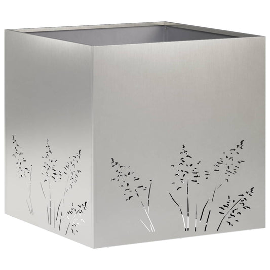 vidaXL Γλάστρα Κήπου Ασημί 50 x 50 x 49 cm Ανοξείδωτο Ατσάλι