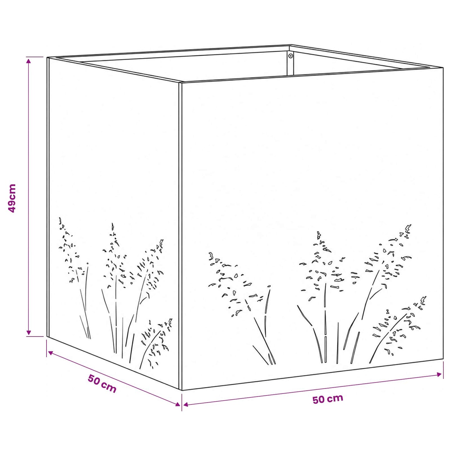 vidaXL Γλάστρα Κήπου Ασημί 50 x 50 x 49 cm Ανοξείδωτο Ατσάλι