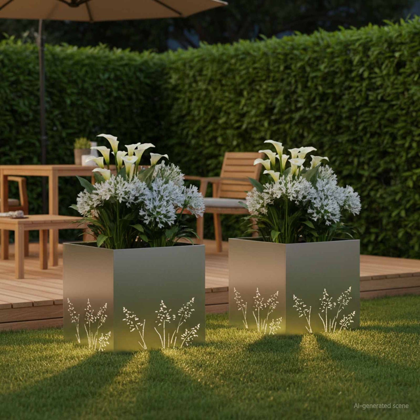 vidaXL Γλάστρα Κήπου 2 τμχ. Ασημί 50 x 50 x 49 cm Ανοξείδωτο Ατσάλι