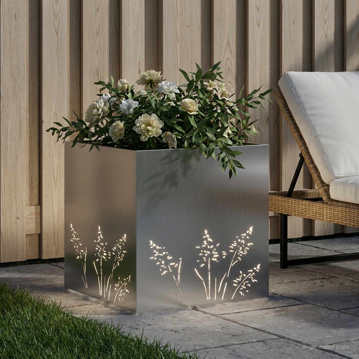 vidaXL Γλάστρα Κήπου Ασημί 50 x 50 x 49 cm Γαλβανισμένος Χάλυβας