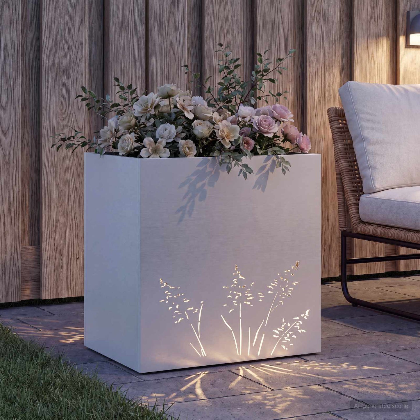 vidaXL Γλάστρα Κήπου Λευκό 50 x 30 x 49 εκ Ψυχρής έλασης χάλυβας