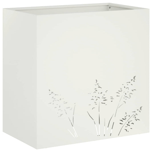 vidaXL Γλάστρα Κήπου Λευκό 50 x 30 x 49 εκ Ψυχρής έλασης χάλυβας