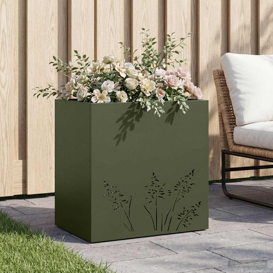 vidaXL Γλάστρα Κήπου Λαδί 50 x 30 x 49 εκ Ψυχρής έλασης χάλυβας