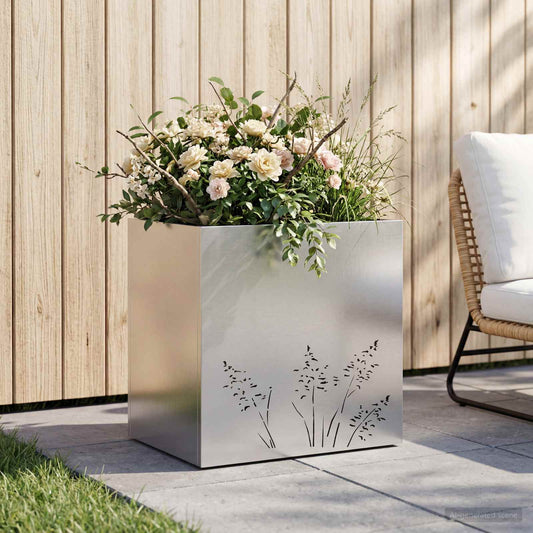 vidaXL Γλάστρα Κήπου Ασημί 50 x 30 x 49 εκ Γαλβανισμένος Χάλυβας