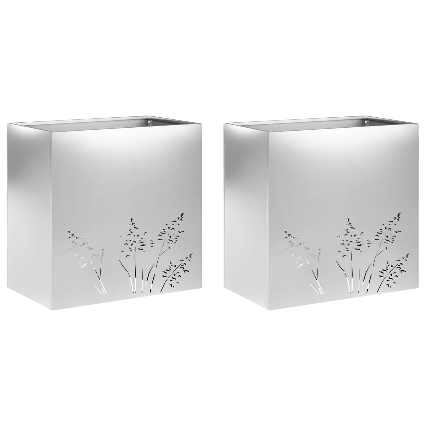 vidaXL Γλάστρα Κήπου 2 τμχ. Ασημί 50 x 30 x 49 εκ