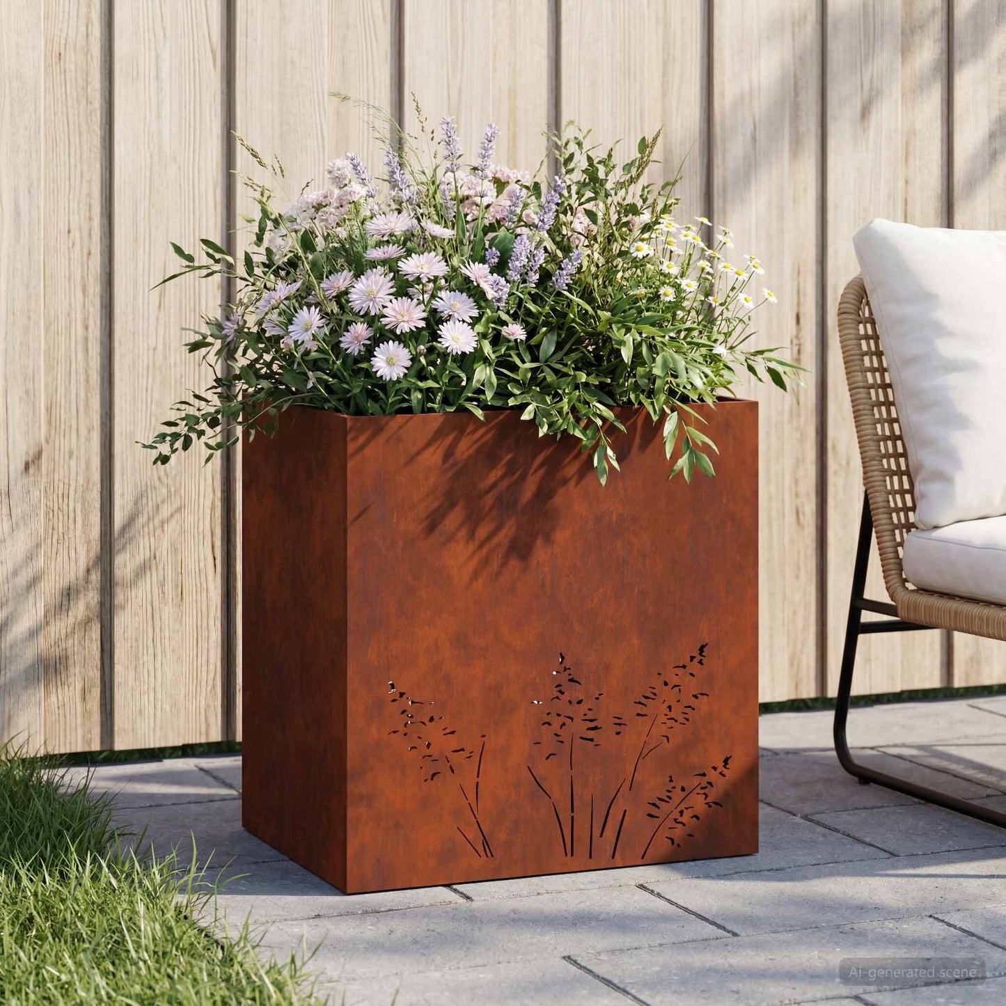 vidaXL Γλάστρα Κήπου Σκ rusty 50 x 30 x 49 εκ