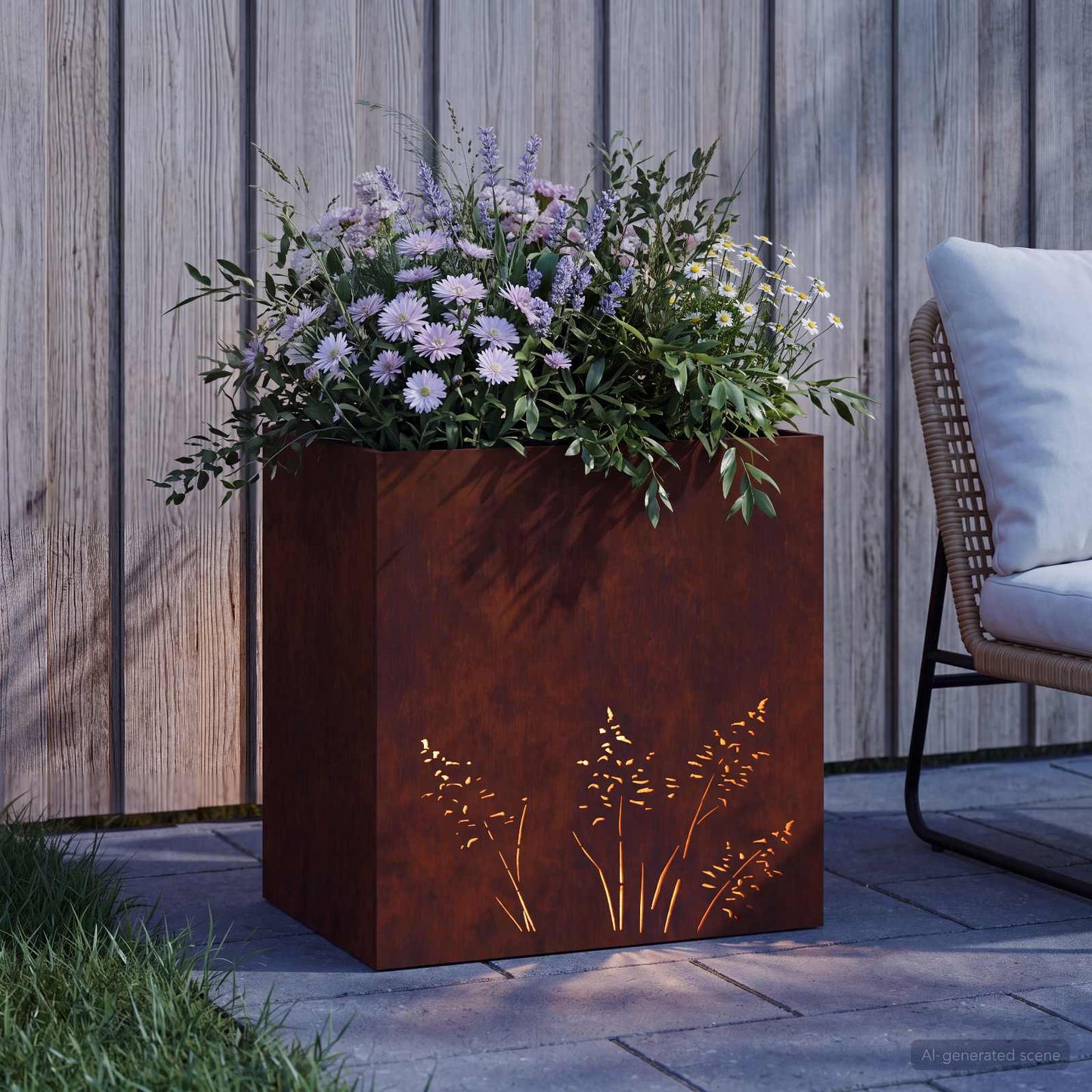 vidaXL Γλάστρα Κήπου Σκ rusty 50 x 30 x 49 εκ