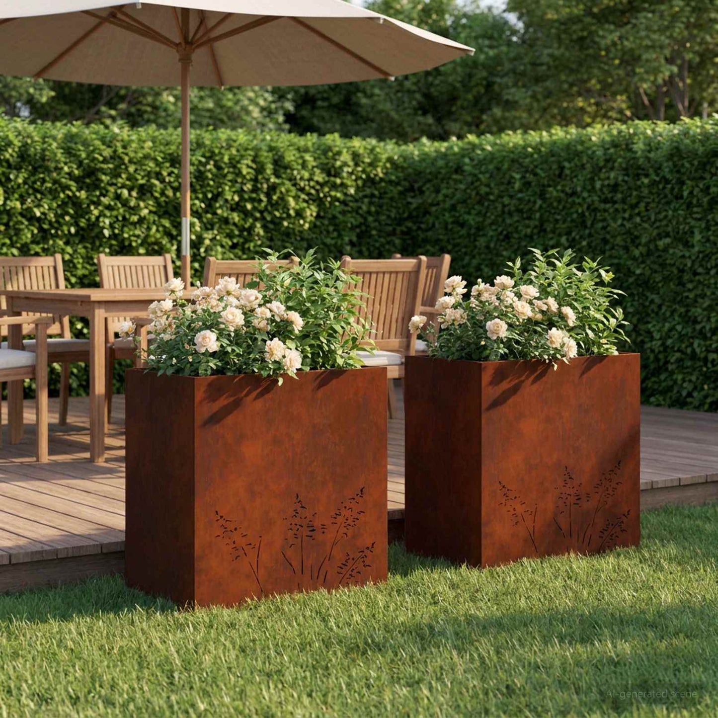 vidaXL Γλάστρα Κήπου 2 τμχ. Σκ rusty 50 x 30 x 49 εκ