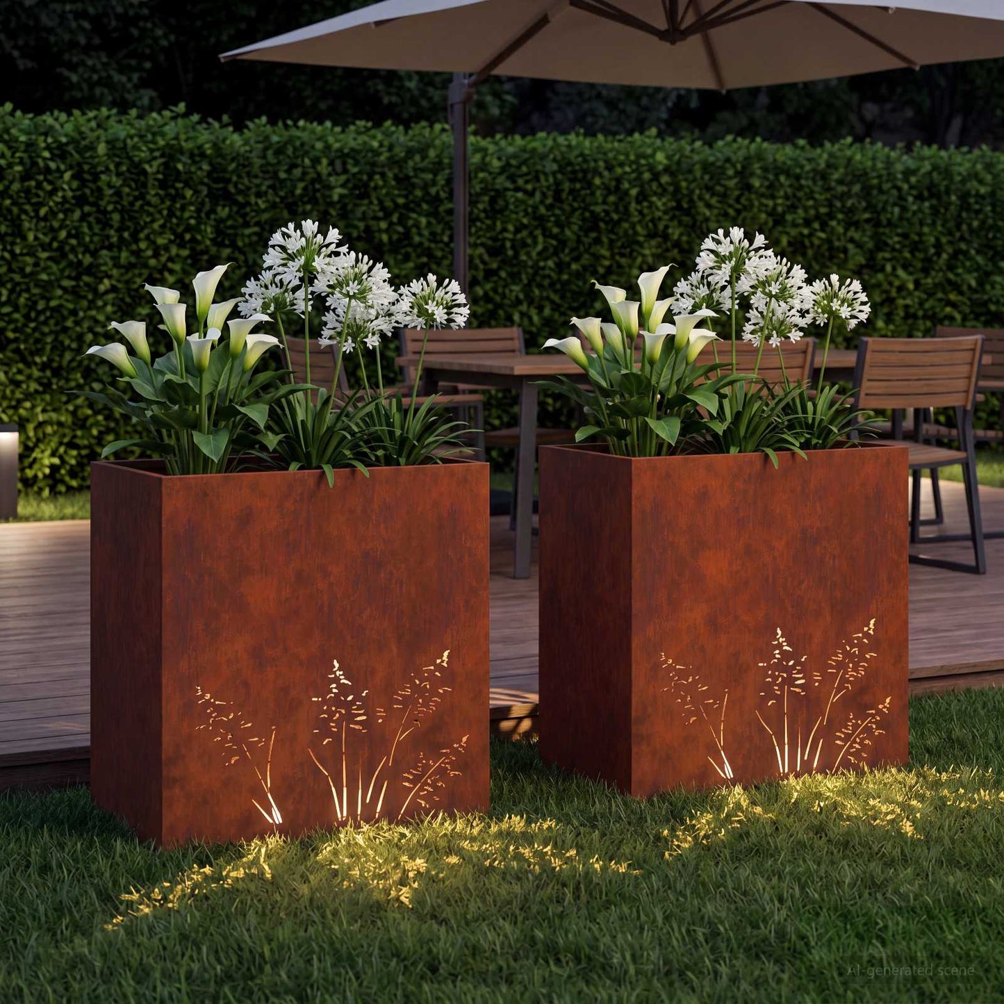 vidaXL Γλάστρα Κήπου 2 τμχ. Σκ rusty 50 x 30 x 49 εκ