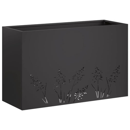 vidaXL Γλάστρα Κήπου Μαύρο 80 x 30 x 49 εκ Ψυχρής έλασης χάλυβας