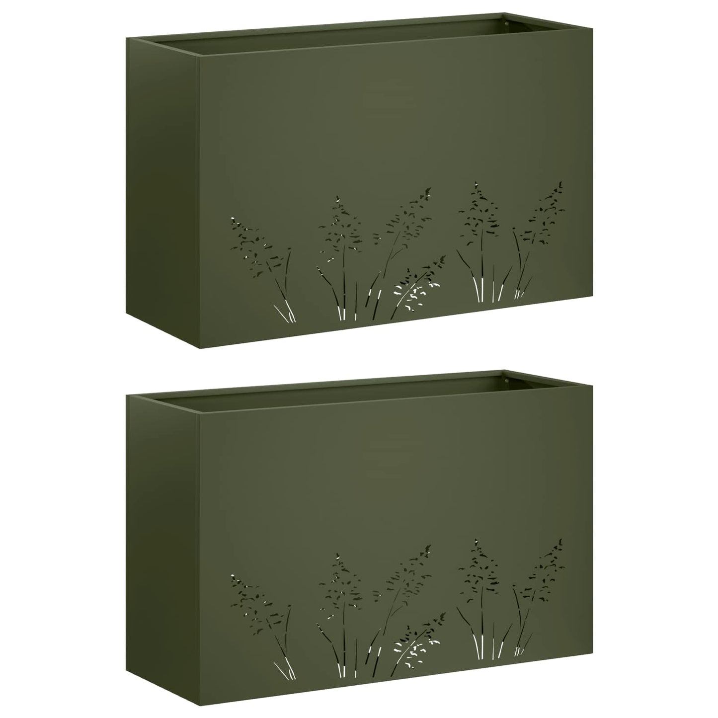 vidaXL Γλάστρα Κήπου 2 τμχ. Λαδί 80 x 30 x 49 εκ Ψυχρής έλασης χάλυβας