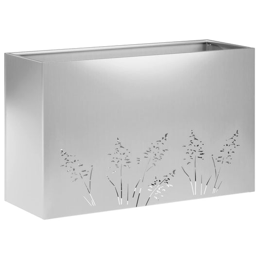 vidaXL Γλάστρα Κήπου Ασημί 80 x 30 x 49 εκ Γαλβανισμένος Χάλυβας