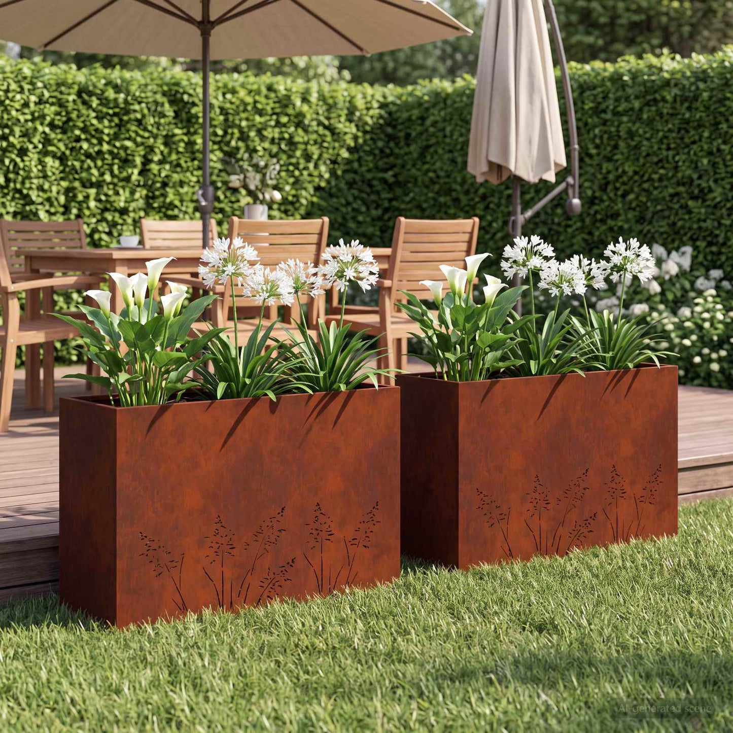 vidaXL Γλάστρα Κήπου 2 τμχ. Σκ rusty 80 x 30 x 49 εκ