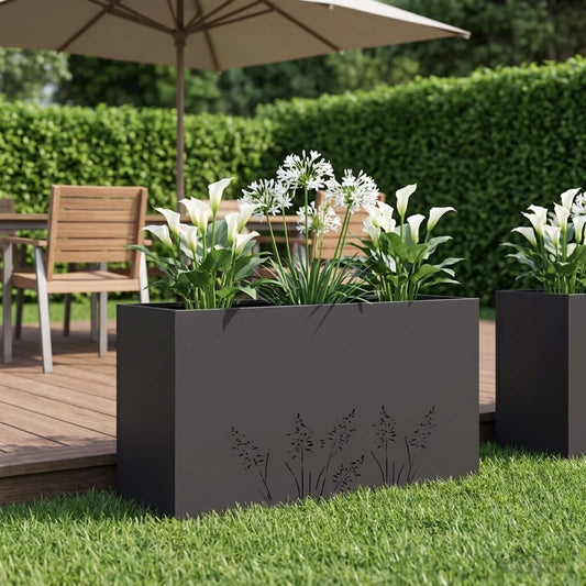 vidaXL Γλάστρα Κήπου Μαύρο 100 x 20 x 49 εκ Ψυχρής έλασης χάλυβας