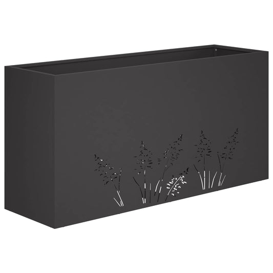 vidaXL Γλάστρα Κήπου Μαύρο 100 x 20 x 49 εκ Ψυχρής έλασης χάλυβας