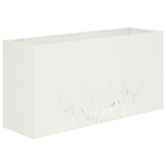 vidaXL Γλάστρα Κήπου Λευκό 100 x 20 x 49 εκ Ψυχρής έλασης χάλυβας