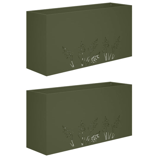 vidaXL Γλάστρα Κήπου 2 τμχ. Λαδί 100 x 20 x 49 εκ