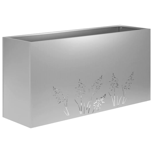 vidaXL Γλάστρα Κήπου Ασημί 100 x 20 x 49 εκ Γαλβανισμένος Χάλυβας