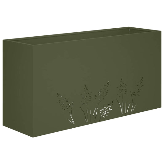 vidaXL Γλάστρα Κήπου Λαδί 100 x 30 x 49 εκ Ψυχρής έλασης χάλυβας